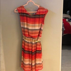 Multi color striped A-line dress